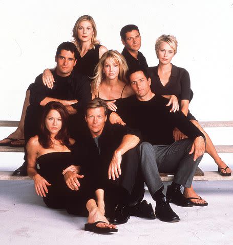 Getty 'Melrose Place' alum John Haynnes Newton, Kelly Rutherford, Jamie Luner, Heather Locklear, Jack Wagner, Thomas Calabro, Rob Estes and Josie Bissett.