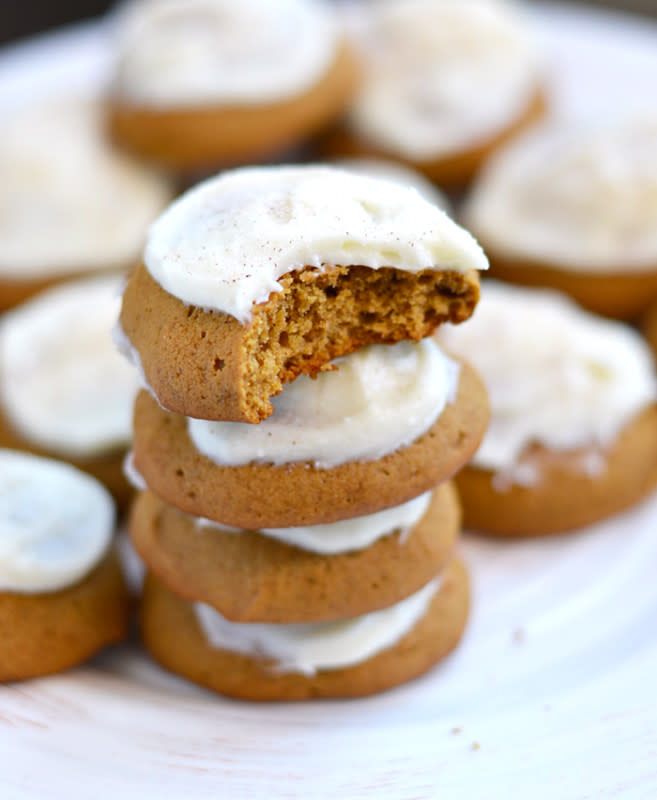 <p>Impeckable Eats</p><p>In these soft gingerbread drop cookies, creamy tangy cream cheese adds a nice acidity and contrast to the spicy rich molasses flavor.</p><p><strong>Get the recipe: <a href="http://impeckableeats.com/2015/11/soft-gingerbread-drop-cookies-with-cream-cheese-frosting/" rel="nofollow noopener" target="_blank" data-ylk="slk:Soft Gingerbread Drop Cookies with Cream Cheese Frosting;elm:context_link;itc:0;sec:content-canvas" class="link rapid-noclick-resp">Soft Gingerbread Drop Cookies with Cream Cheese Frosting</a></strong></p>