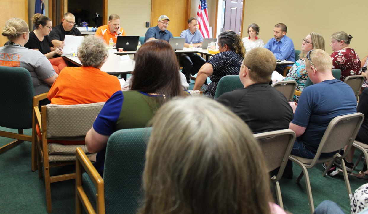 About 50 concerned parents, community members and staff attended the Monday meeting of Quincy Community Schools board of education. Safety for students was the major concern.