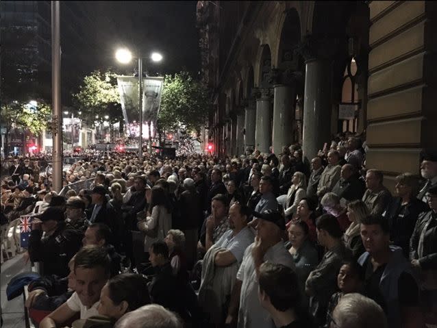 Crowds gather at Sydney's Martin Place. Source: 7 News/Paul Kadak