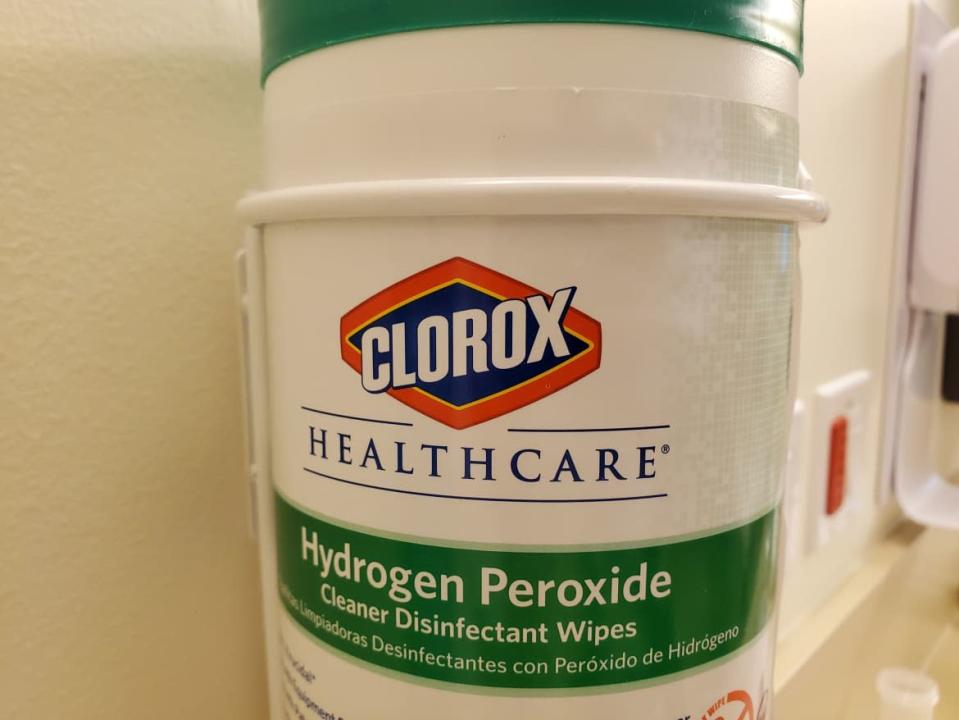 <div class="inline-image__title">1322882135</div> <div class="inline-image__caption"><p>"Close-up shot of a box of Clorox hydrogen peroxide cleaner disinfectant wipes in a medical setting in San Francisco, California, April 18, 2021. (Photo by Smith Collection/Gado/Getty Images)"</p></div> <div class="inline-image__credit">Smith Collection/Gado</div>