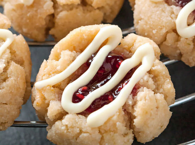 Soft and Chewy Raspberry Thumbprint Cookies
