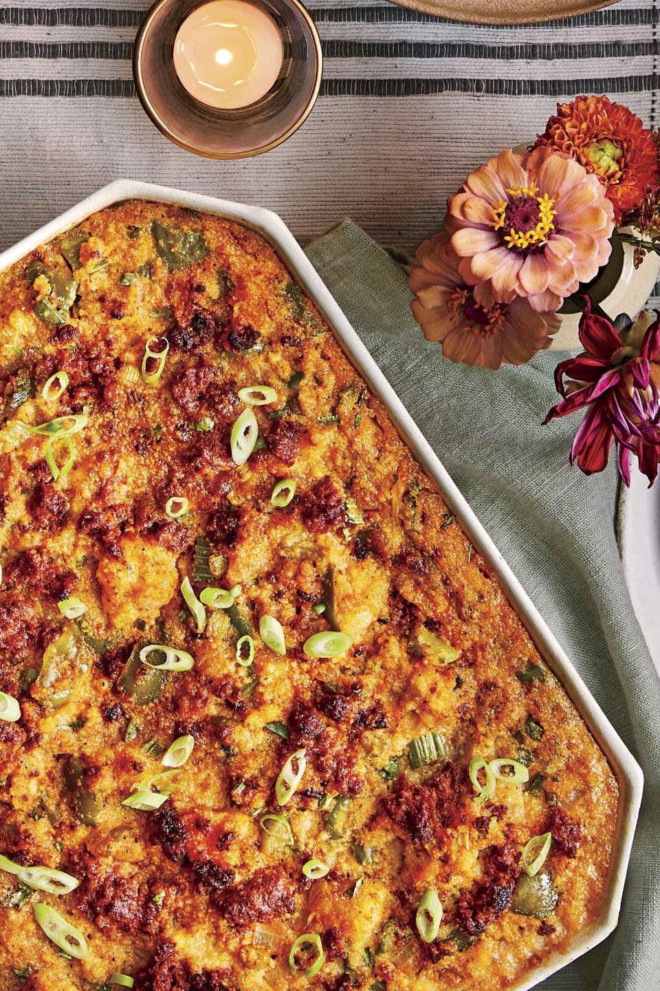 Spicy Cornbread Dressing with Chorizo