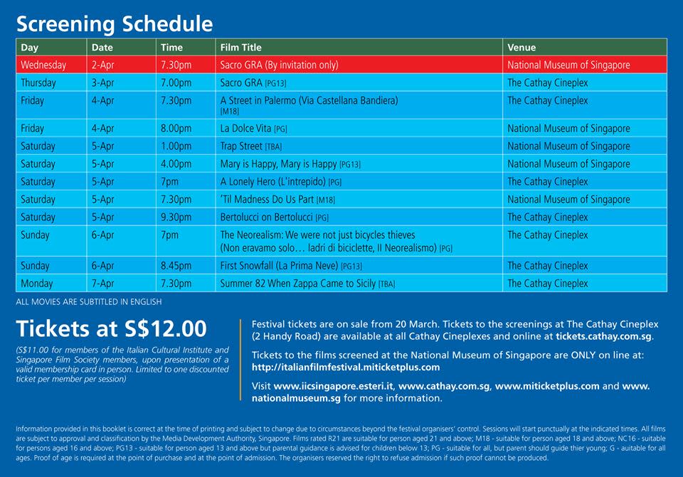 screening schedule