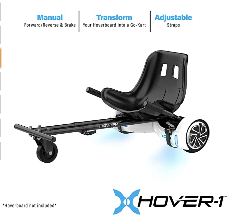 PHOTO: Amazon. Hover-1 Buggy Attachment for Transforming Hoverboard Scooter into Go-Kart