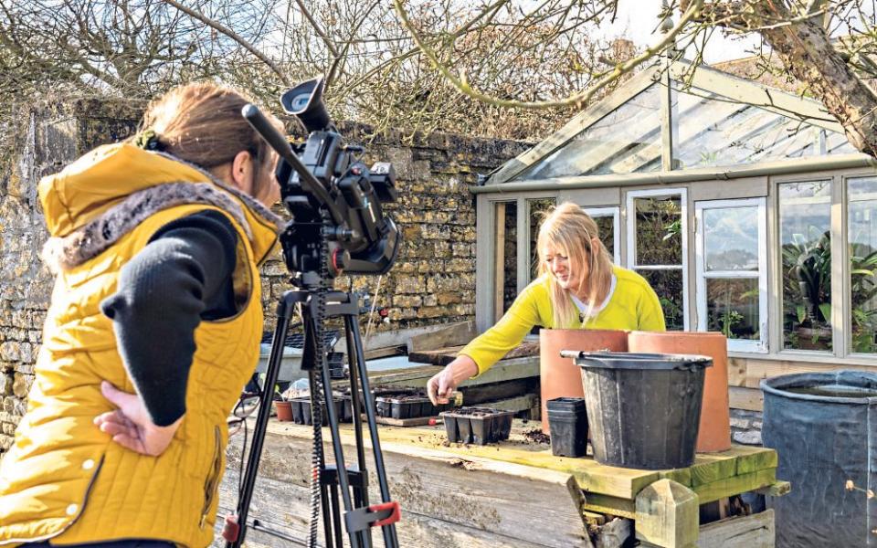 Bunny Guinness filiming for her YouTube channel  - Andrew Crowley for the Telegraph