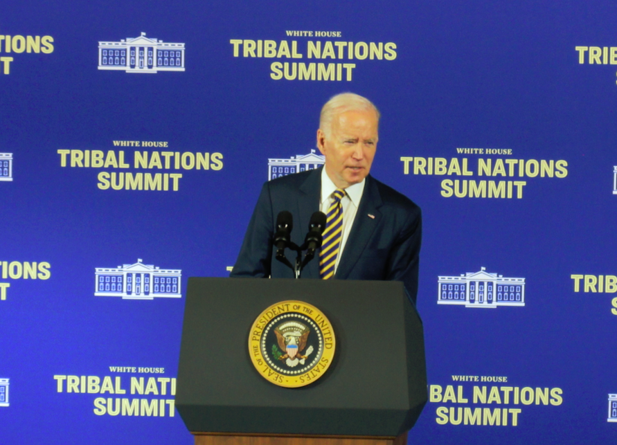 President Joe Biden addressed tribal leaders today in Washington, D.C. at the White House Tribal Nations Summit (Photo/Levi Rickert for Native News Online)