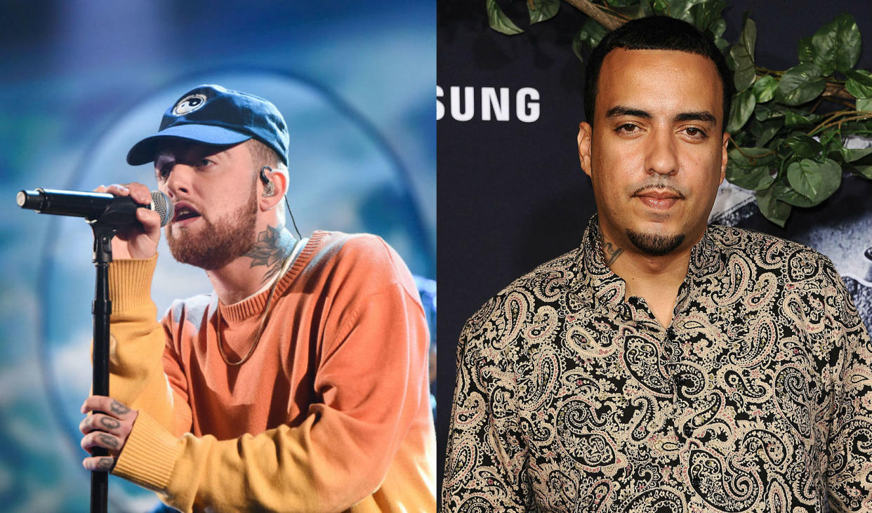 Mac Miller, left, died of a drug overdose in September. Now his friend French Montana, the hip-hop artist, is speaking out about what he wishes he’d done to save Miller. (Photos: Left, Scott Kowalchyk/CBS; right, Jason LaVeris/FilmMagic)