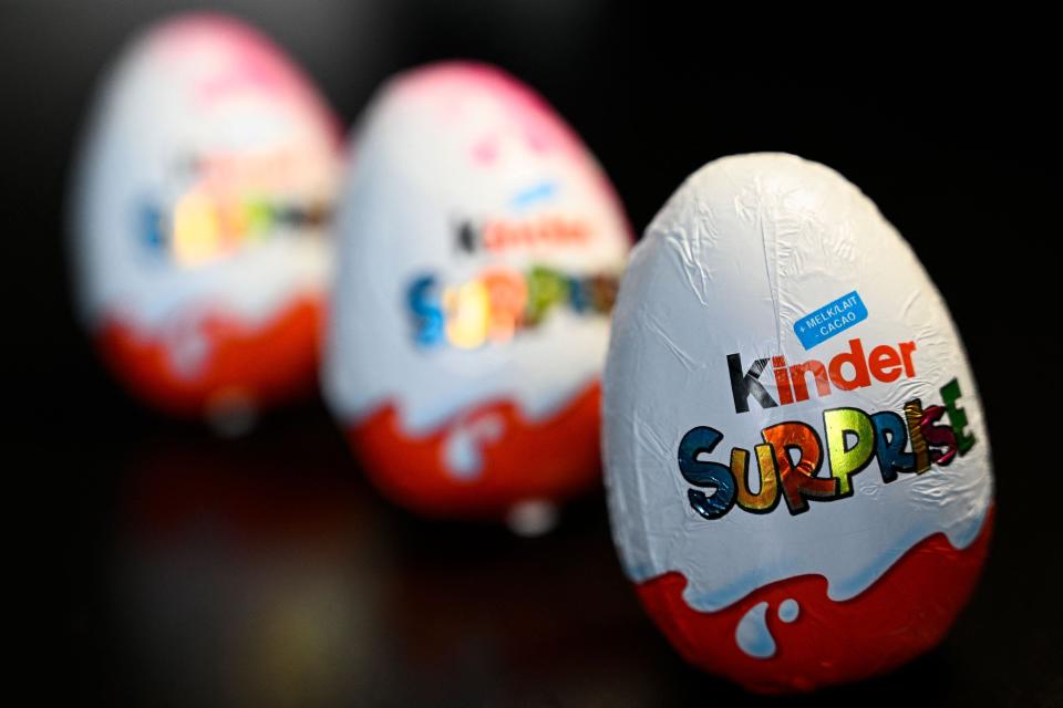 A group of three Kinder Chocolate Candy Eggs