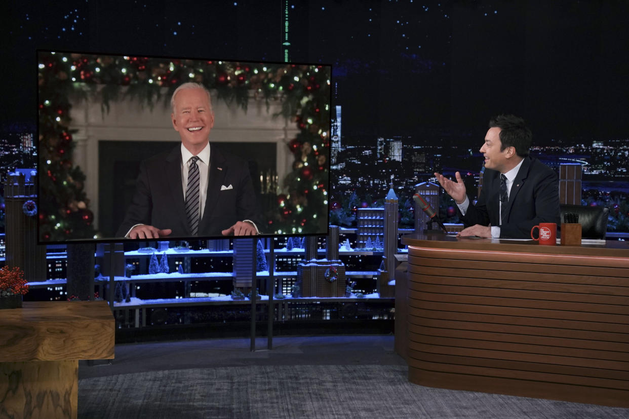 President Joe Biden appeared in a virtual appearance on 'The Tonight Show  Starring Jimmy Fallon' on Friday evening. (Photo by: Ralph Bavaro/NBC)