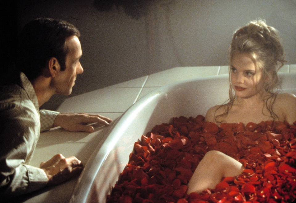 <a href="http://movies.yahoo.com/movie/1800018623/info" data-ylk="slk:AMERICAN BEAUTY;elm:context_link;itc:0;sec:content-canvas" class="link ">AMERICAN BEAUTY</a> <br> Directed by: <span>Sam Mendes</span> <br>Starring: <span>Kevin Spacey</span>, <span>Annette Bening</span>, <span>Thora Birch</span>, <span>Mena Suvari</span>