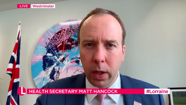 Matt Hancock said he loved appearing on ITV as he dodged a question about the 'GMB' boycott. (ITV)