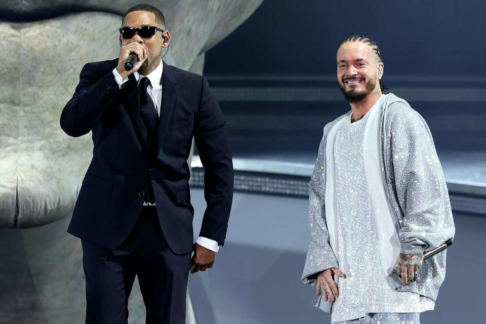 <p>Arturo Holmes/Getty Images</p> Will Smith (Left) and J Balvin (Right) at Coachella on April 14