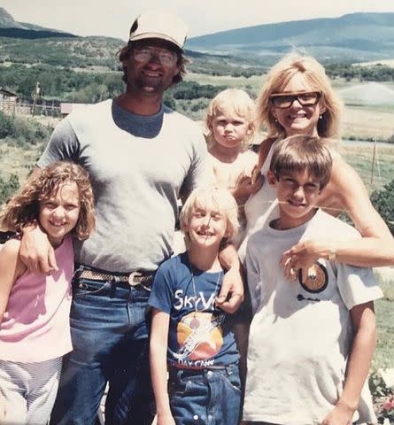 <p>Kate Hudson/Instagram</p> Kate Hudson with her family including Kurt Russell and Goldie Hawn and her siblings.