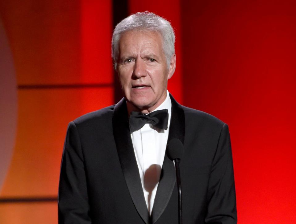 Alex Trebek speaks at the 44th annual Daytime Emmy