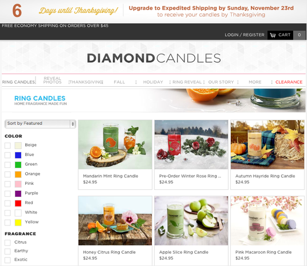 Diamond Candles Ecommerce SIte