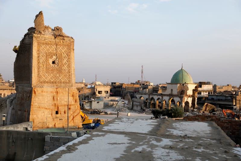 General view of damaged al-Nouri mosque, where Islamic State leader Abu Bakr al-Baghdadi declared his caliphate back in 2014, in the old city of Mosul