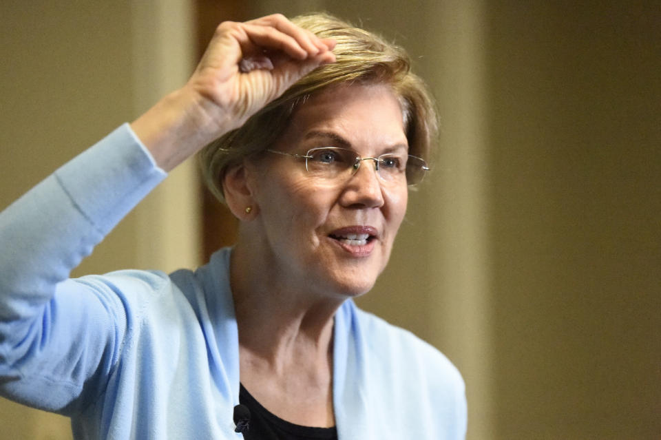 Democratic presidential candidate Elizabeth Warren speaks during an interview with The Associated Press on Sunday, Dec. 8, 2019, in Charleston, S.C. (AP Photo/Sarah Blake Morgan)