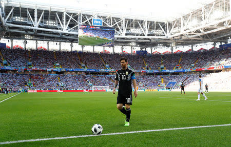 Soccer Football - World Cup - Group D - Argentina vs Iceland - Spartak Stadium, Moscow, Russia - June 16, 2018 Argentina's Lionel Messi looks on REUTERS/Kai Pfaffenbach