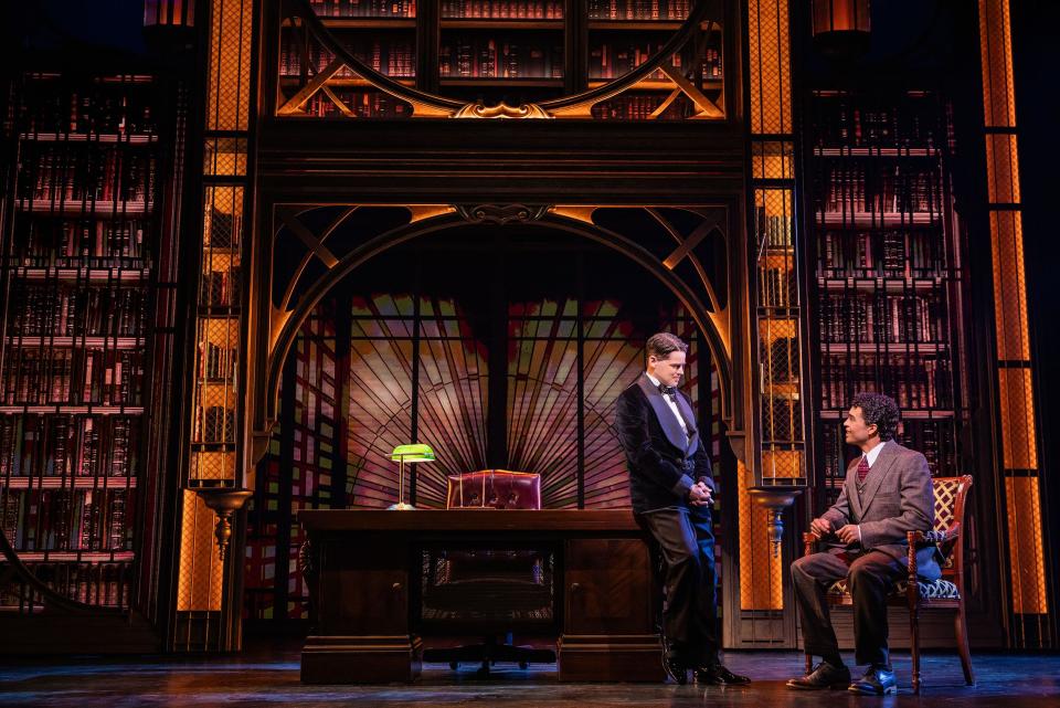 Jeremy Jordan as Jay Gatsby, Noah J. Ricketts as Nick Carraway in Paper Mill Playhouse The Great Gatsby.