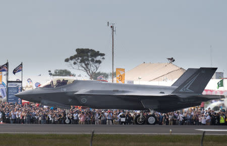 A Lockheed Martin Corp F-35 stealth fighter jet taxis past spectators after arriving at the Avalon Airshow in Victoria, Australia, March 3, 2017. Australian Defence Force/Handout via REUTERS