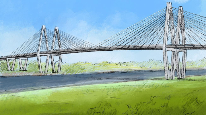 The cable stayed bridge would be similar in appearance to the  Zakim Bridge in Boston.