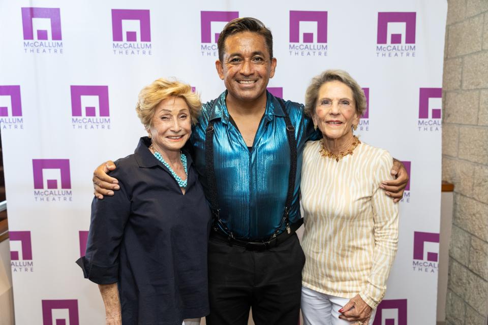 Marge Welmas Barry, novelty act award winner Giovanni Macias Portugal and Linda Rider pose at the McCallum Theatre's annual Open Call Talent Project on April 21, 2024.