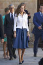 <p>Con este look la reina Letizia mostró nuevamente que es una de las famosas mejor vestidas del mundo/Getty Images </p>