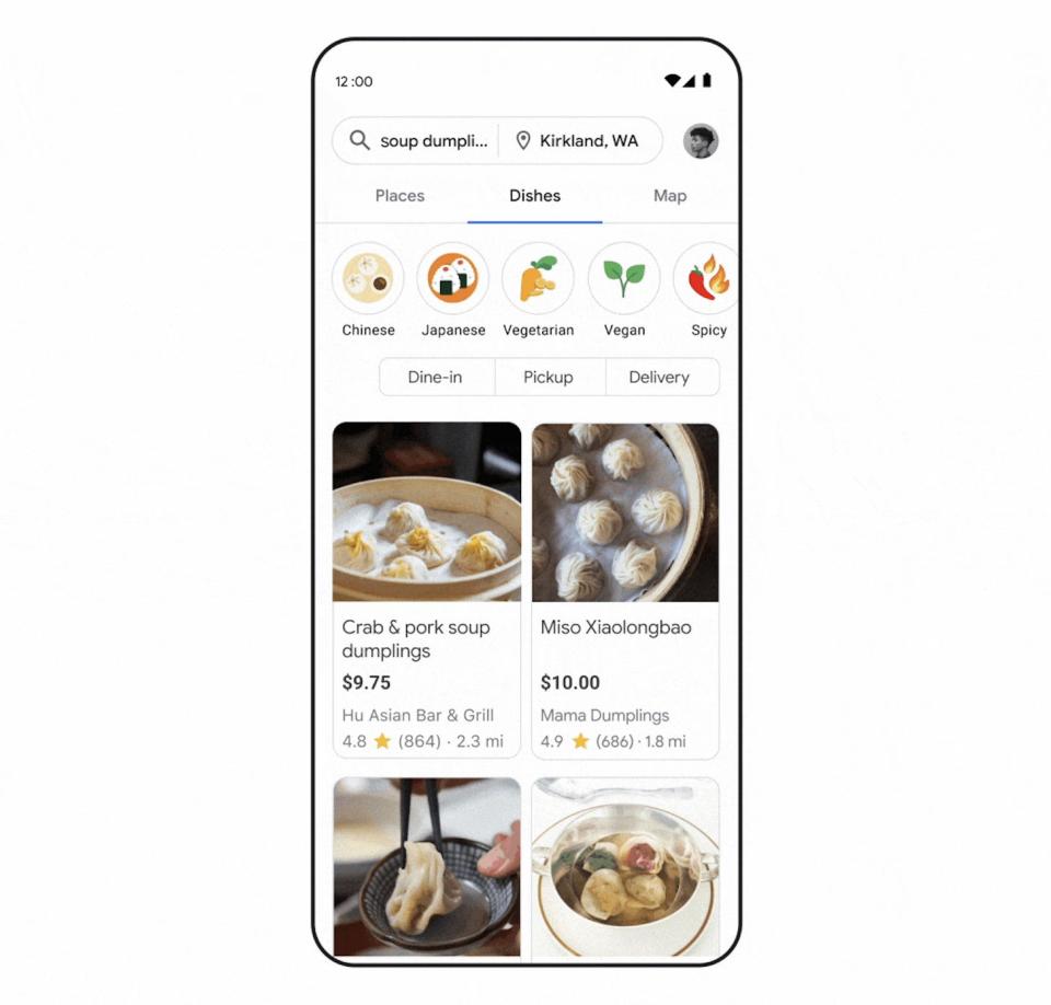 Google food search screenshot