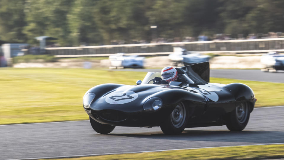 A Jaguar D-type races at the 2021 Goodwood Revival. - Credit: Photo: Courtesy of Jaguar Classic.