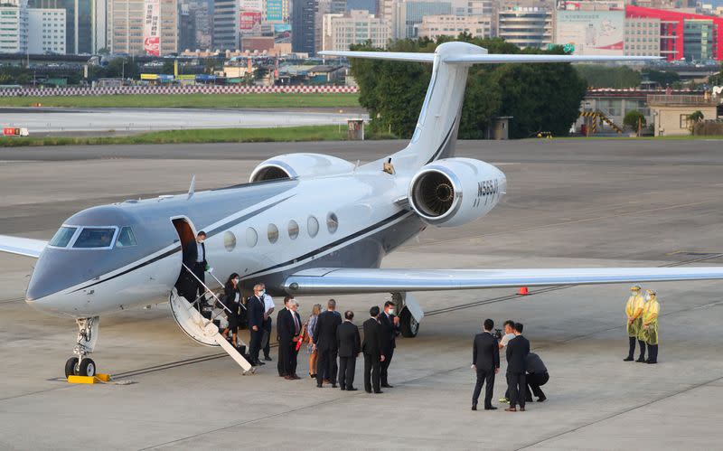 U.S. Undersecretary for Economic Affairs Keith Krach arrives at an airport in Taipei