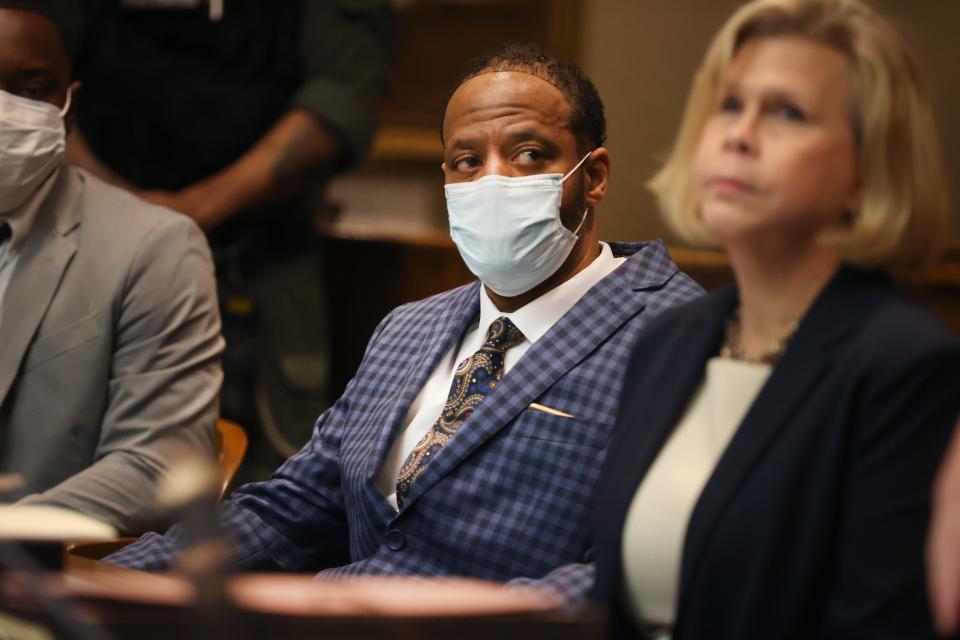 Pervis Payne listens arguments for a motion regarding his intellectual disability claim at Shelby County Criminal Court on Friday, July 16, 2021. Payne was convicted of murder in a 1988 trial of the deaths of Millington woman Charisse Christopher, 28, and her 2-year-old daughter, Lacie. The petition, filed this May in Shelby County Criminal Court, argues that Payne is ineligible for the death penalty due to his intellectual disability. 