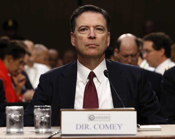 Former FBI Director James Comey testifies on Thursday before a Senate intelligence committee hearing on Russia’s alleged interference in the 2016 U.S. presidential election. (Photo: Jonathan Ernst/Reuters)