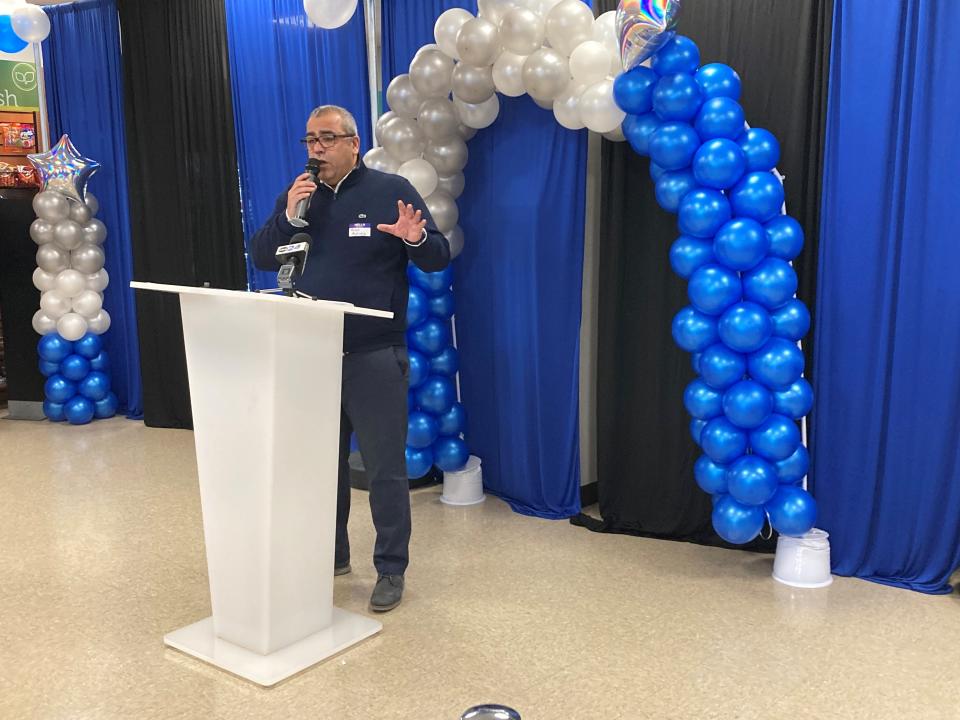 Arvato Supply Chain Solutions CEO of North America Mitat Aydindag speaks at the company's grand opening for its Memphis location on Wednesday, Jan. 25.