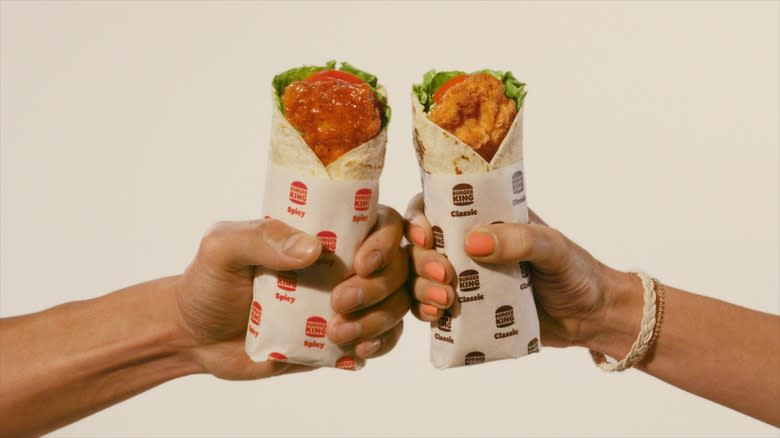 Two Burger King chicken wraps
