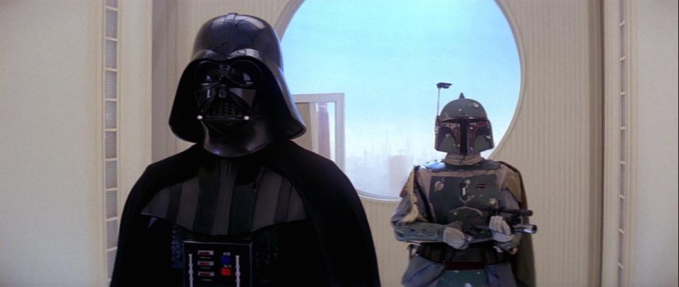 Darth Vader (left) uses Boba Fett for his nefarious plans in "The Empire Strikes Back."