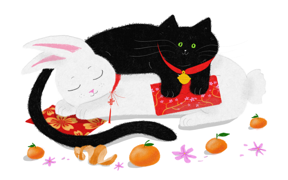 Lunar New Year Rabbit and Cat