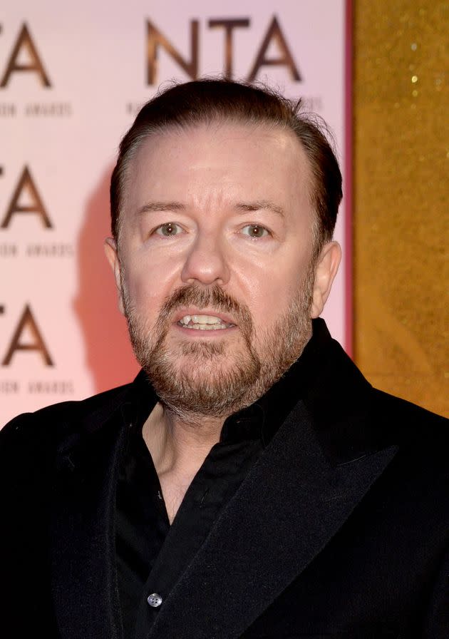 Ricky Gervais at the NTAs in 2020 (Photo: Dave J Hogan via Getty Images)