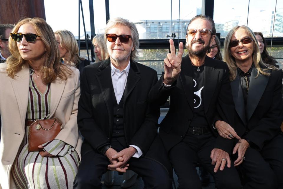 Nancy McCartney, Sir Paul McCartney CH MBE, Sir Ringo Starr and Barbara Bach attends the Stella McCartney Womenswear Fall/Winter 2024-2025 show as part of Paris Fashion Week (Getty Images)