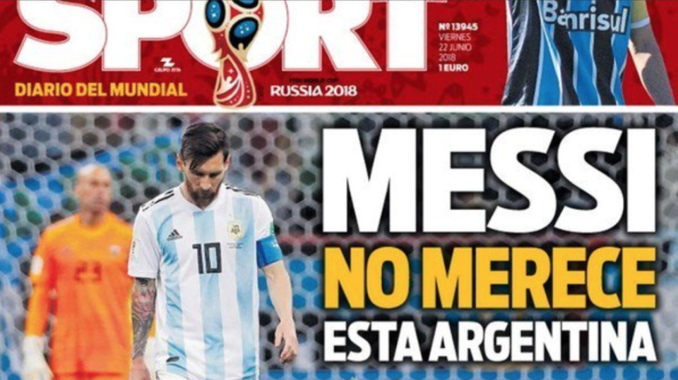 National newspaper Clavin declares ‘Messi doesn’t deserve this Argentina’ after the shock defeat. (Twitter)