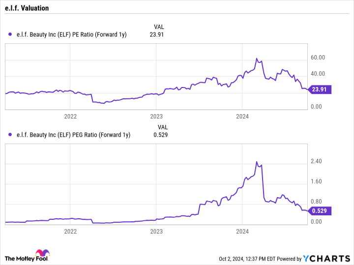 ELF PE Ratio (Forward 1y) Chart