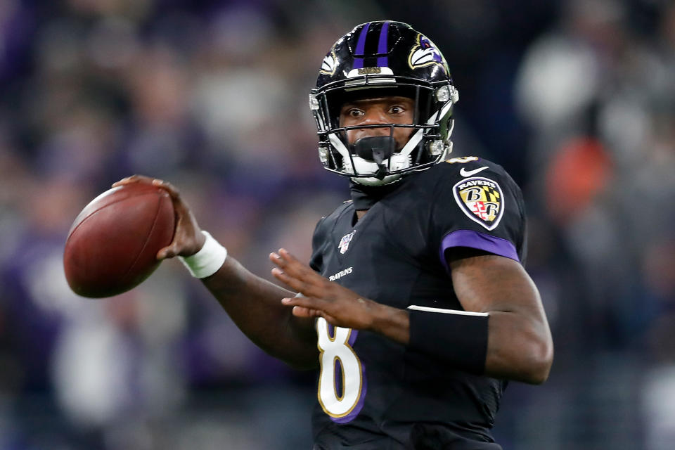 Lamar Jackson is one of a record-tying 12 Baltimore Ravens named to the Pro Bowl.(Scott Taetsch/Getty Images)