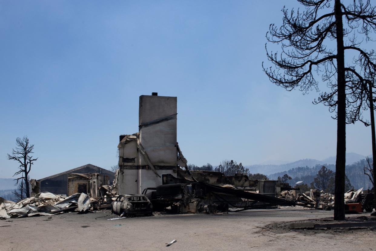 A view shows the remains of the Swiss Chalet Hotel and surrounding area damaged in the South Fork Fire in northern Ruidoso, New Mexico, U.S. June 18, 2024. REUTERS/Kaylee Greenlee Beal