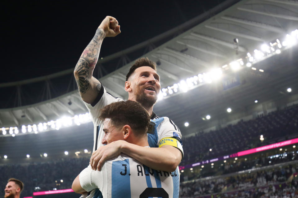Lionel Messi comemora gol contra a Austr&#xe1;lia na Copa do Catar. Foto: Charlotte Wilson/Offside/Offside via Getty Images
