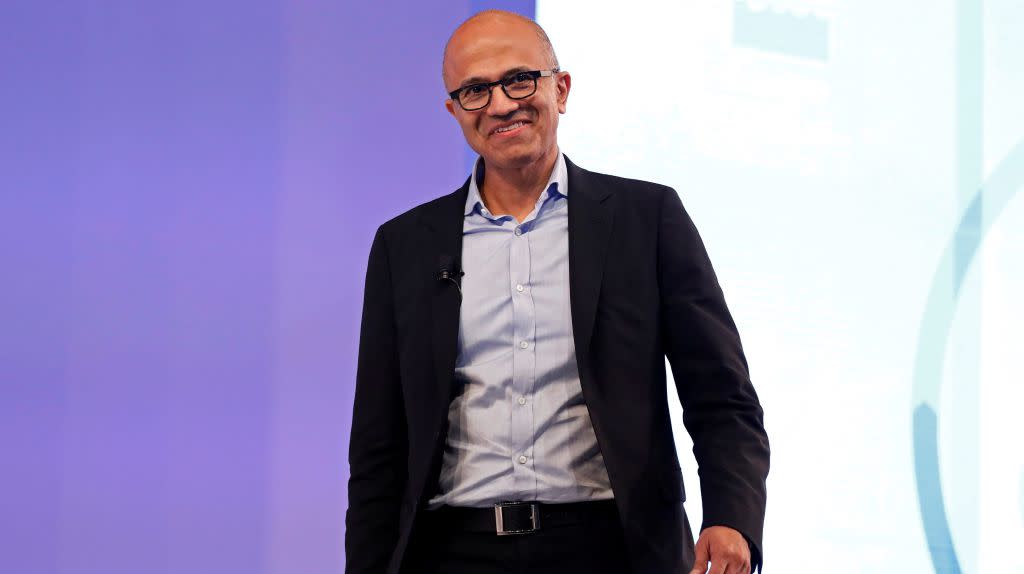 Microsoft Chief Executive Officer Satya Nadella smiles