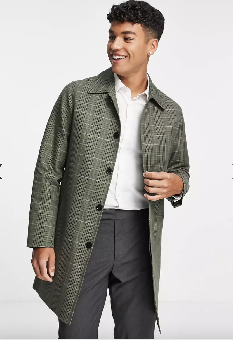 PHOTO: ASOS. Gianni Feraud checked raincoat