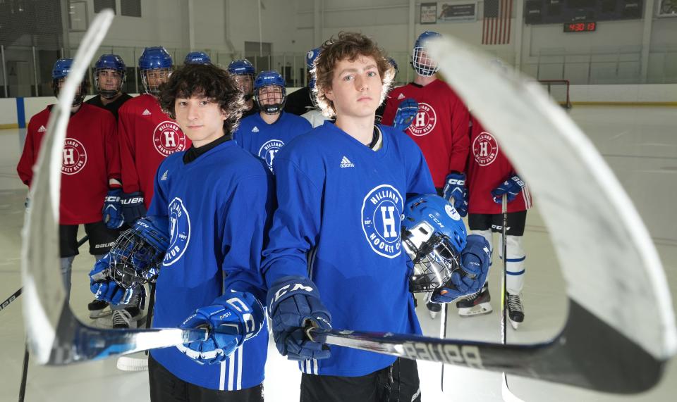 Hilliard club hockey captains Dominic DelBoccio (left) and Andrew Masteller will lead the Wildcats into the high school nationals Wednesday through Sunday in West Chester, Pennsylvania.