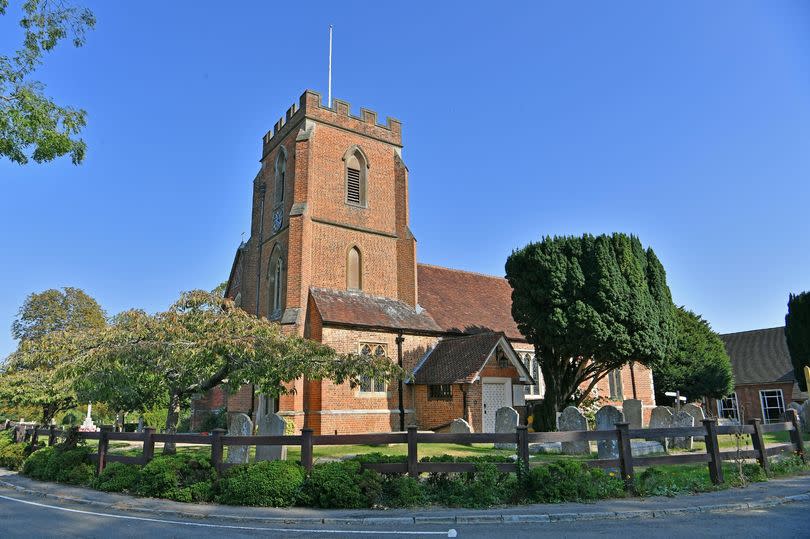 Church with big tower in Windlesham