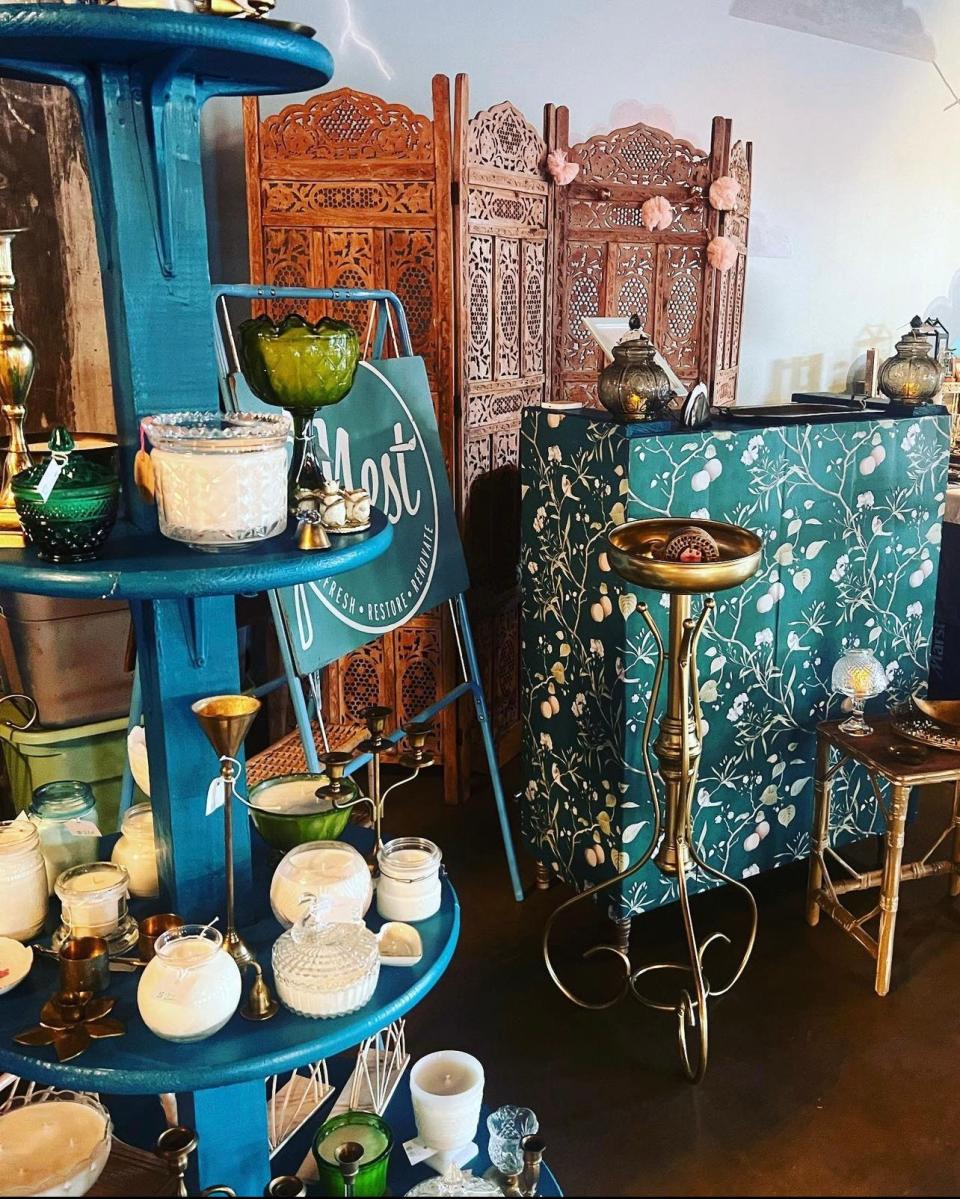 Nest sells unique vintage items, including brass décor and renovated furniture, at pop-up events in Knoxville.