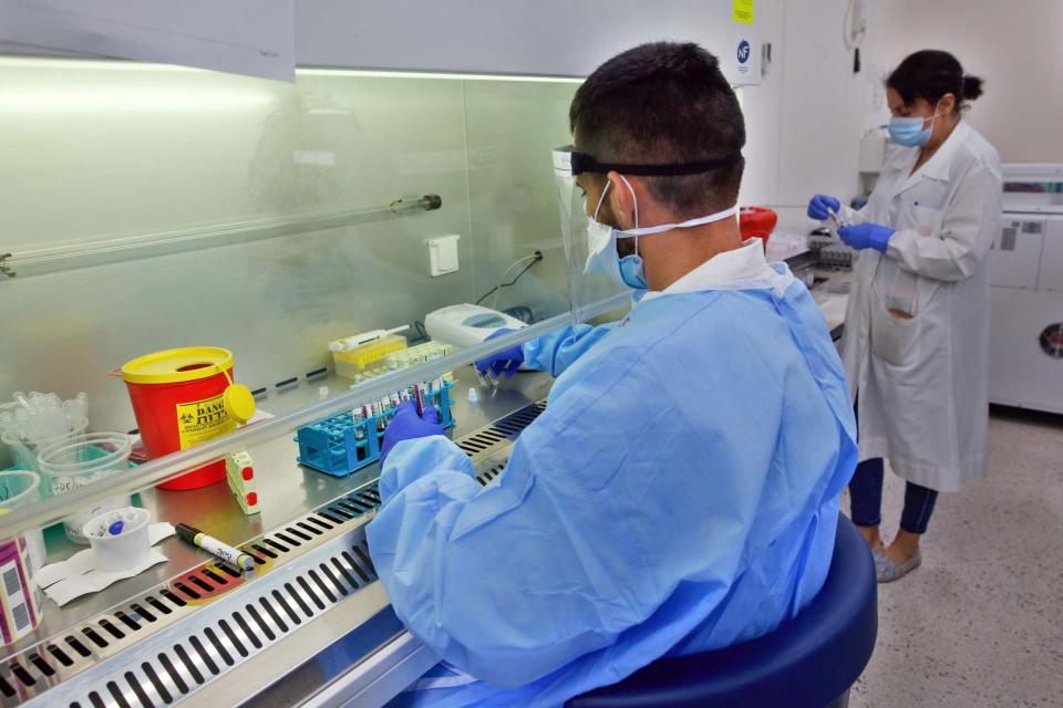 Technicians at a testing facility in Brazil (AFP via Getty Images)